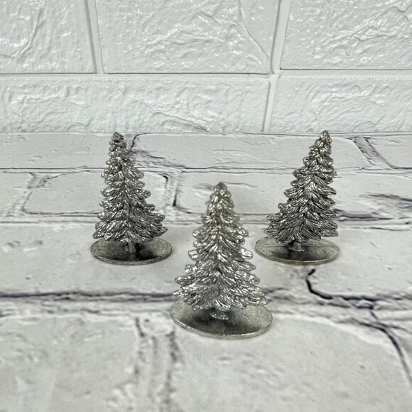 Vintage 1993 Metzke Pewter Old World Santa and Christmas Tree Figurine Set of 8 - Picture 5 of 10